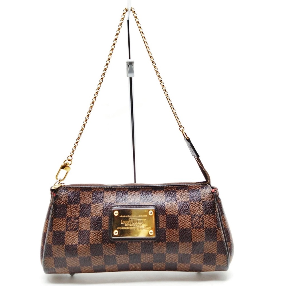 Louis Vuitton Damier Ebene Clutch with Gold Accents